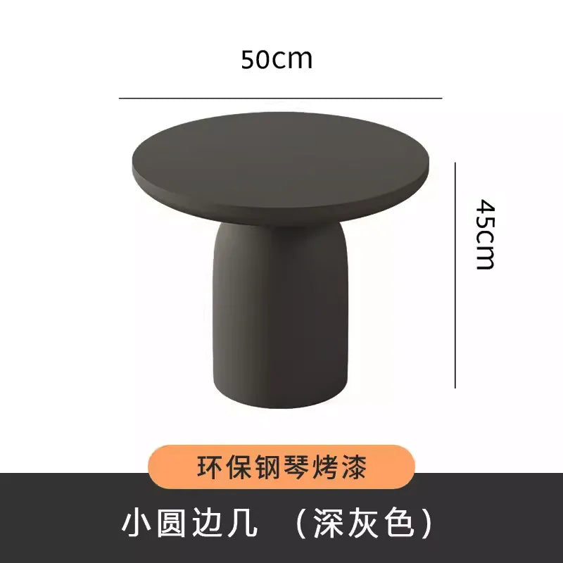 Italian Luxury Round Coffee Table Veined Marble Surface — Charcoal Gray | KIMLUD