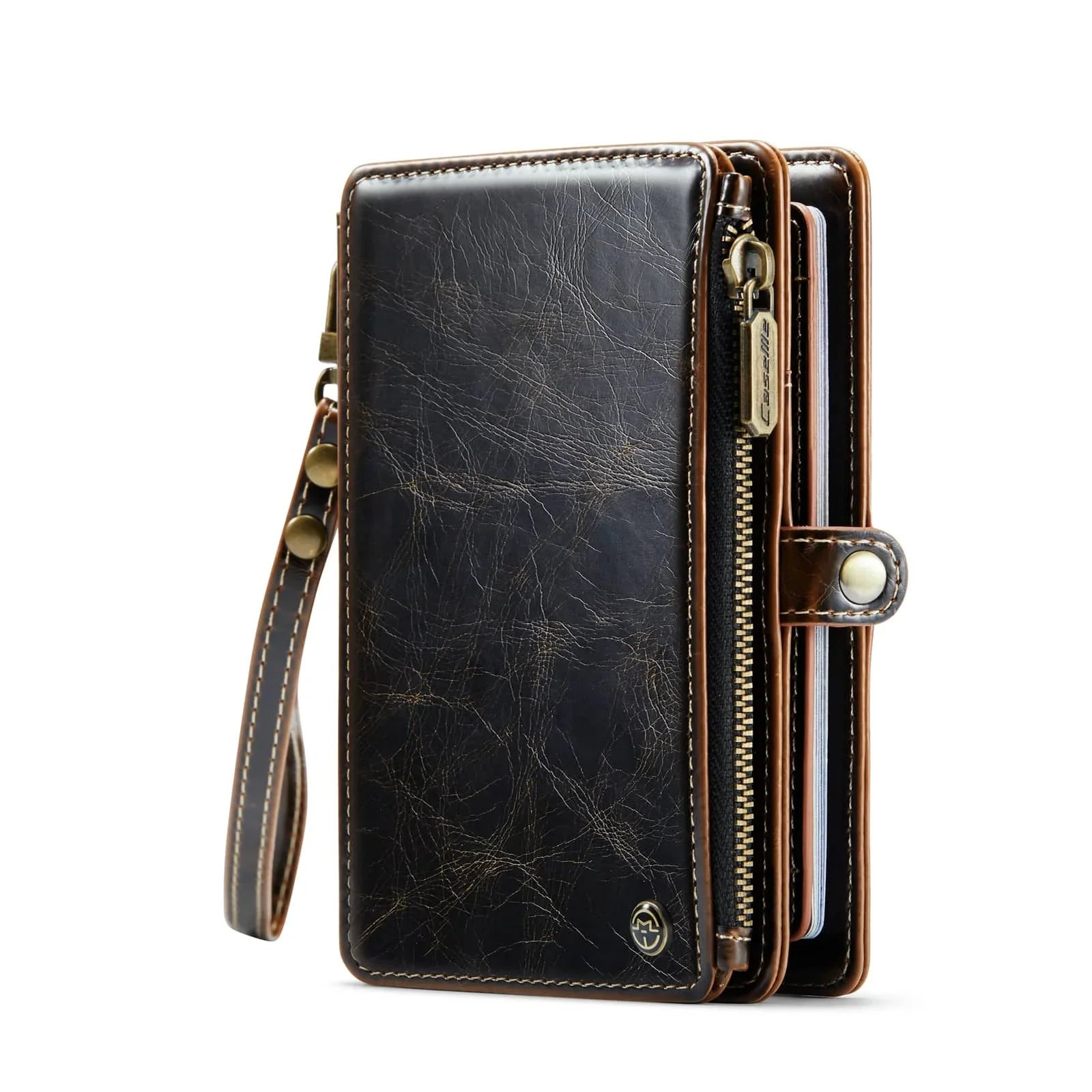 Passport Holder for Travel, Passport Case Wallet With Strap Wristlet and Zipper Wallet for Men Women Gold