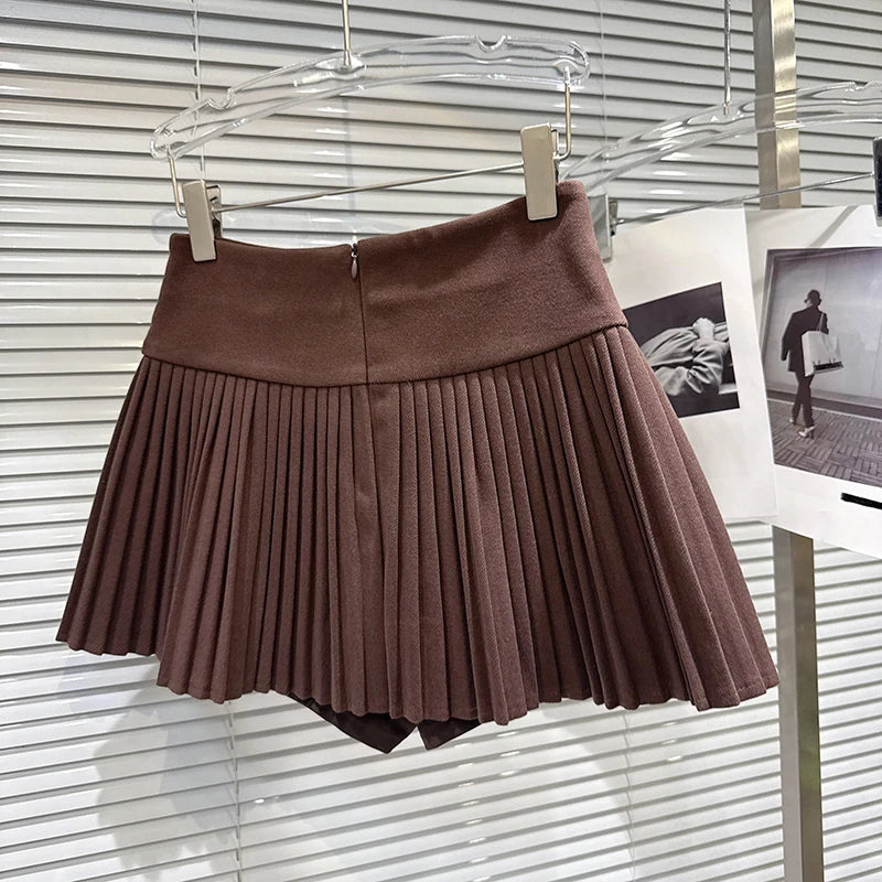 A-Line Skirt – High-Waisted Pleated – Polyester Blended | KIMLUD