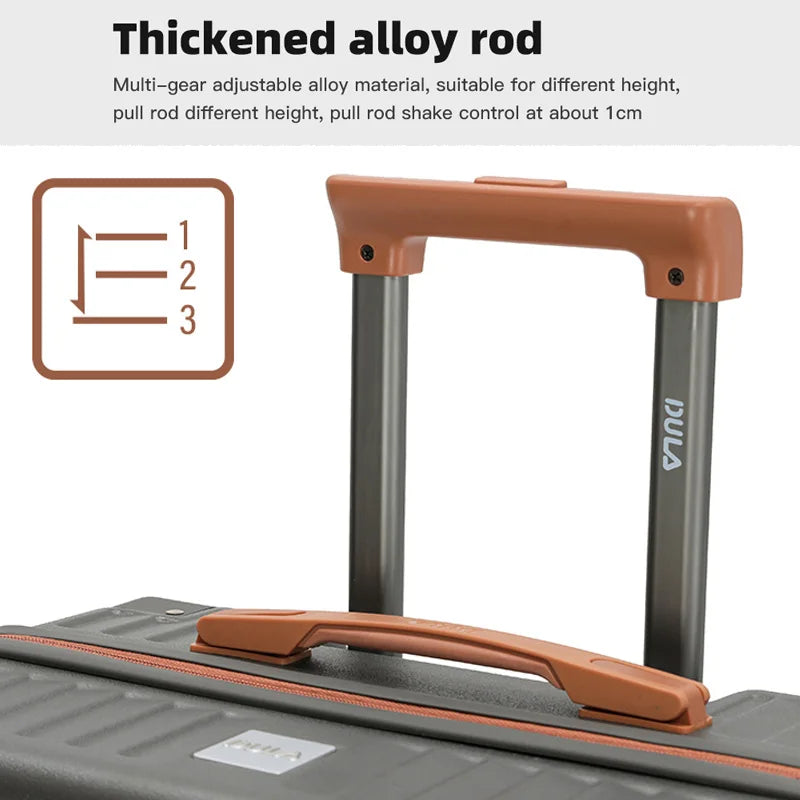 DULA Carry On Luggage with Cup Phone Holder Hard Shell Rolling Travel Suitcase with Spinner Wheels 20 24 26 Inch