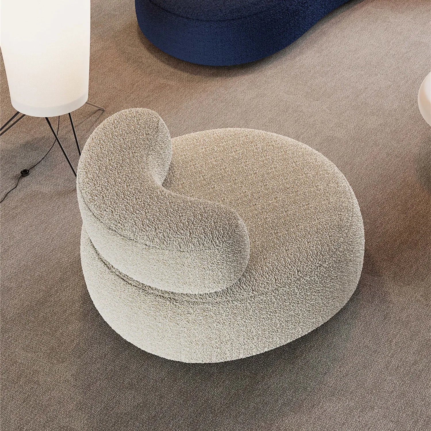 Luxurious Velvet Curved S-Shaped Sofas — Beige | KIMLUD
