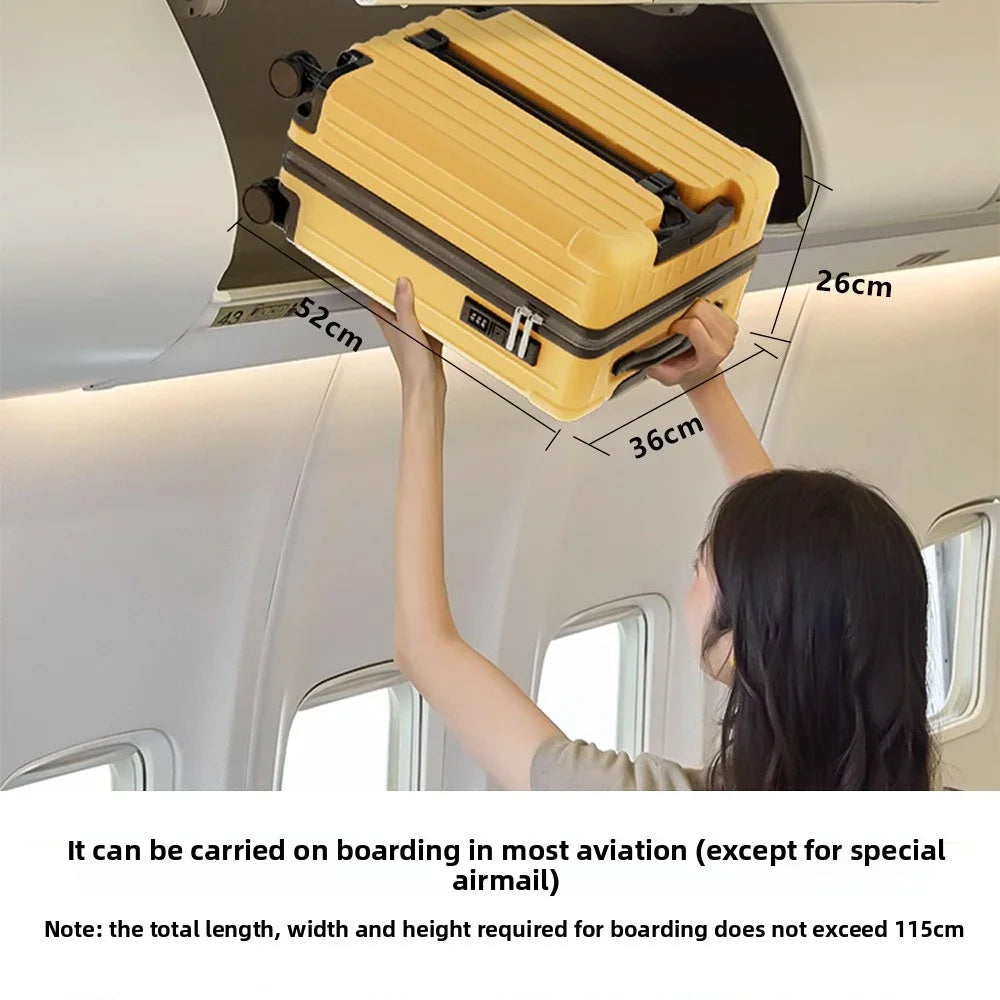 Kid Suitcase Front Opening Boarding Case Laptop Trolley Case Luggage with Spinner Wheels Carry on Luggage for Travel