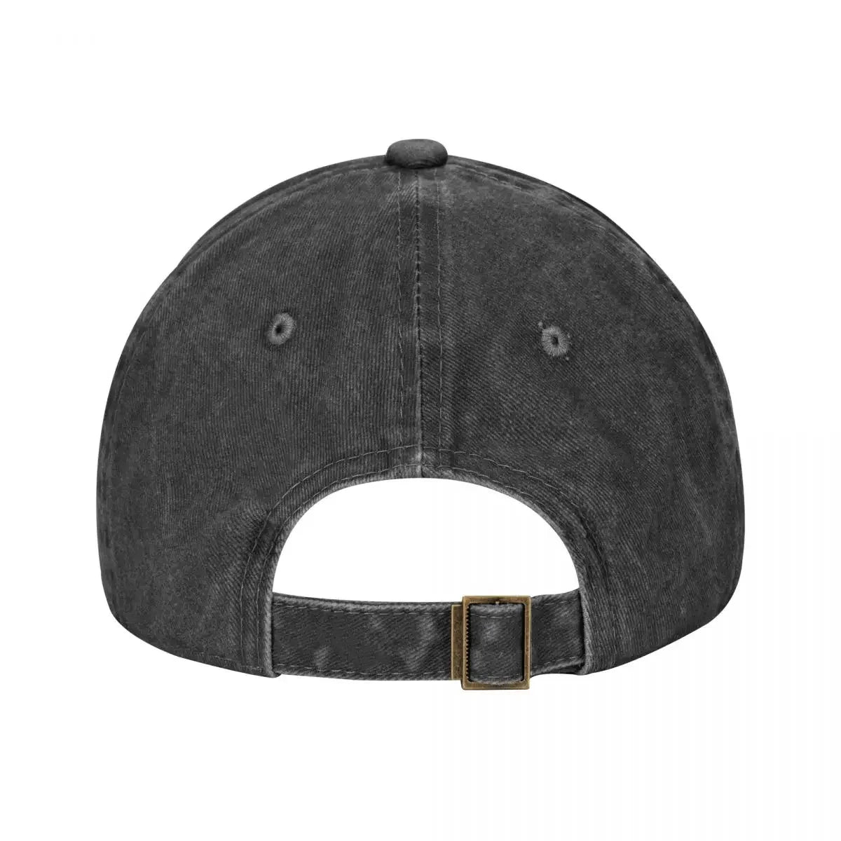 Washed Denim Trucker Cap With Bold Logo — Red | KIMLUD