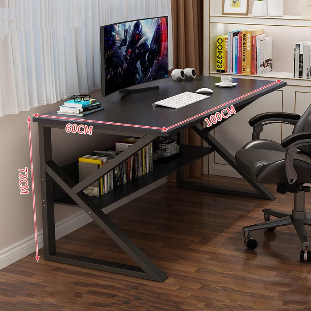 Steel Frame Gaming Desk With K-Shaped Legs — Charcoal Black | KIMLUD