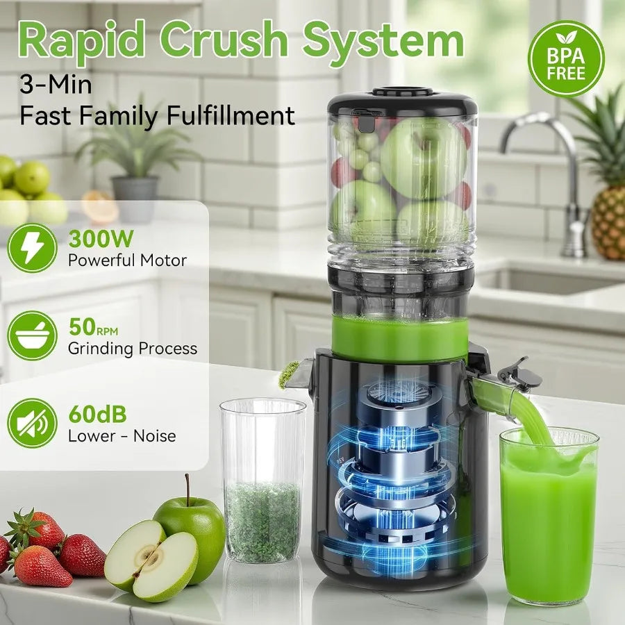 Cold Press Juicer with 5.3Inch Large Feed Chute for Whole Vegetables and Fruits Delivers 99 High Juice Yield UltraQuiet Operati