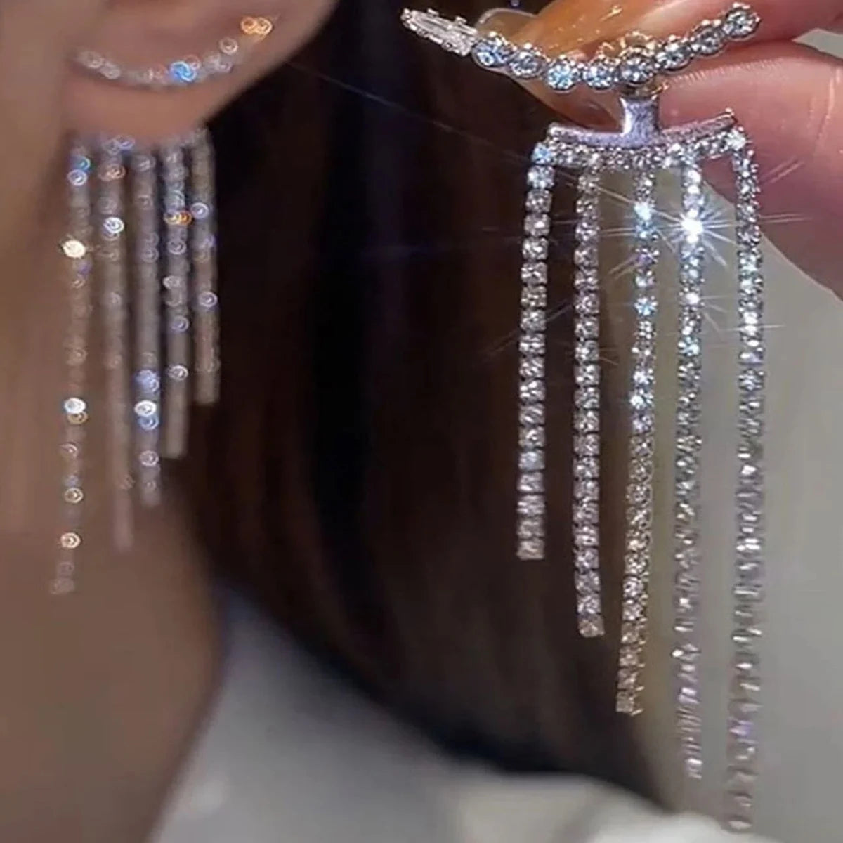 2PC Women's Fashion Copper Claw Chain Long Tassel Earrings Outdoor Travel Carnival Banquet Party Holiday Dressing Gift-233