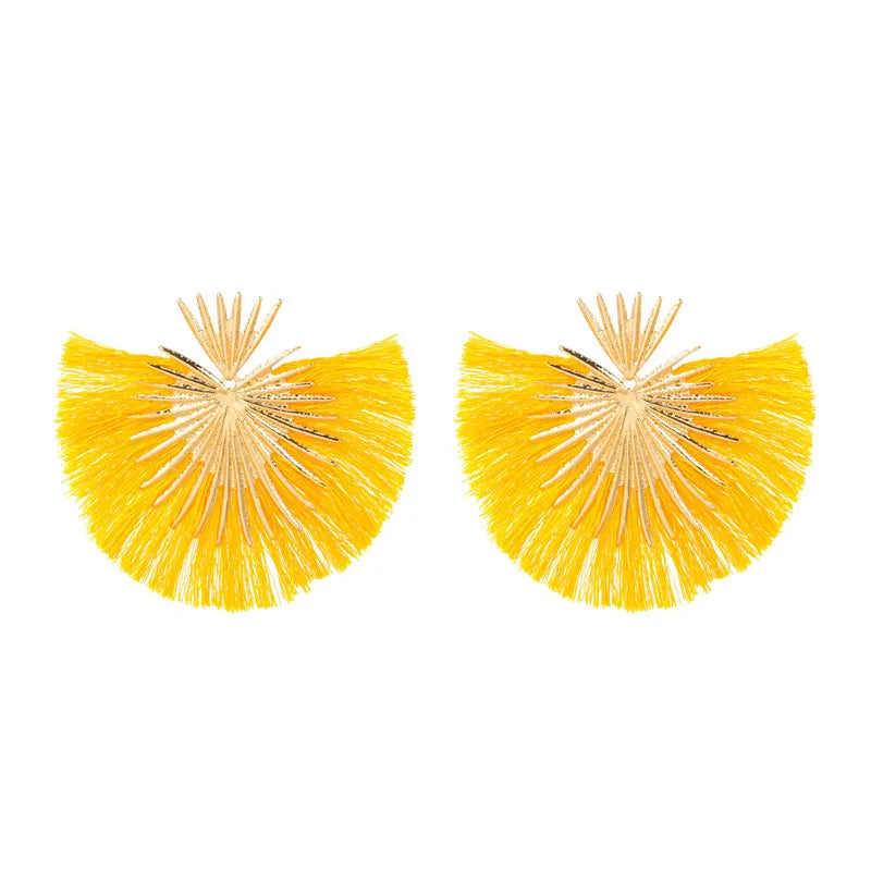 Drop Earrings Exaggerated Metal Tassel Long — Blue | KIMLUD