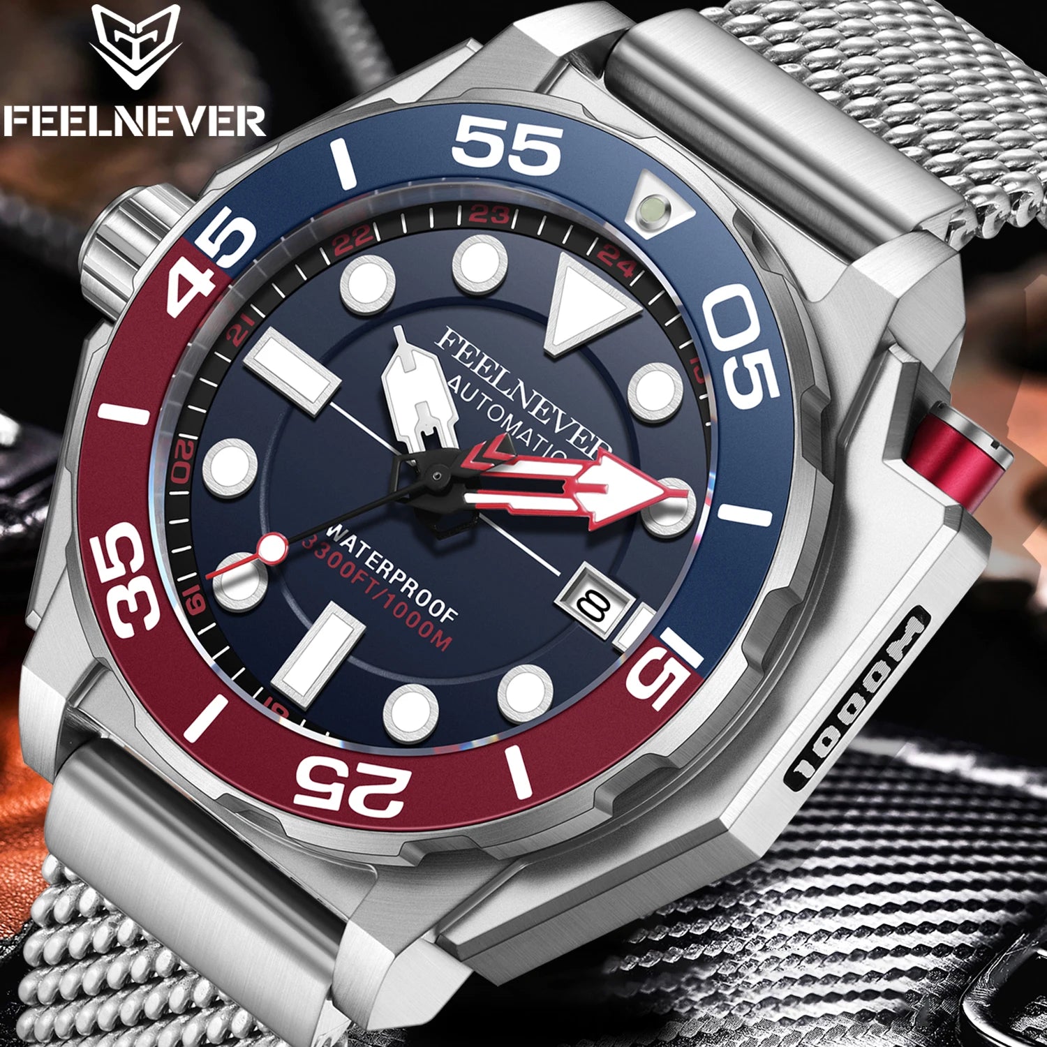 FeelNever New Top brand Men Luxury Watch 1000m Waterproof BGW9 Super luminous relogios masculinos Automatic Mechanical Watches