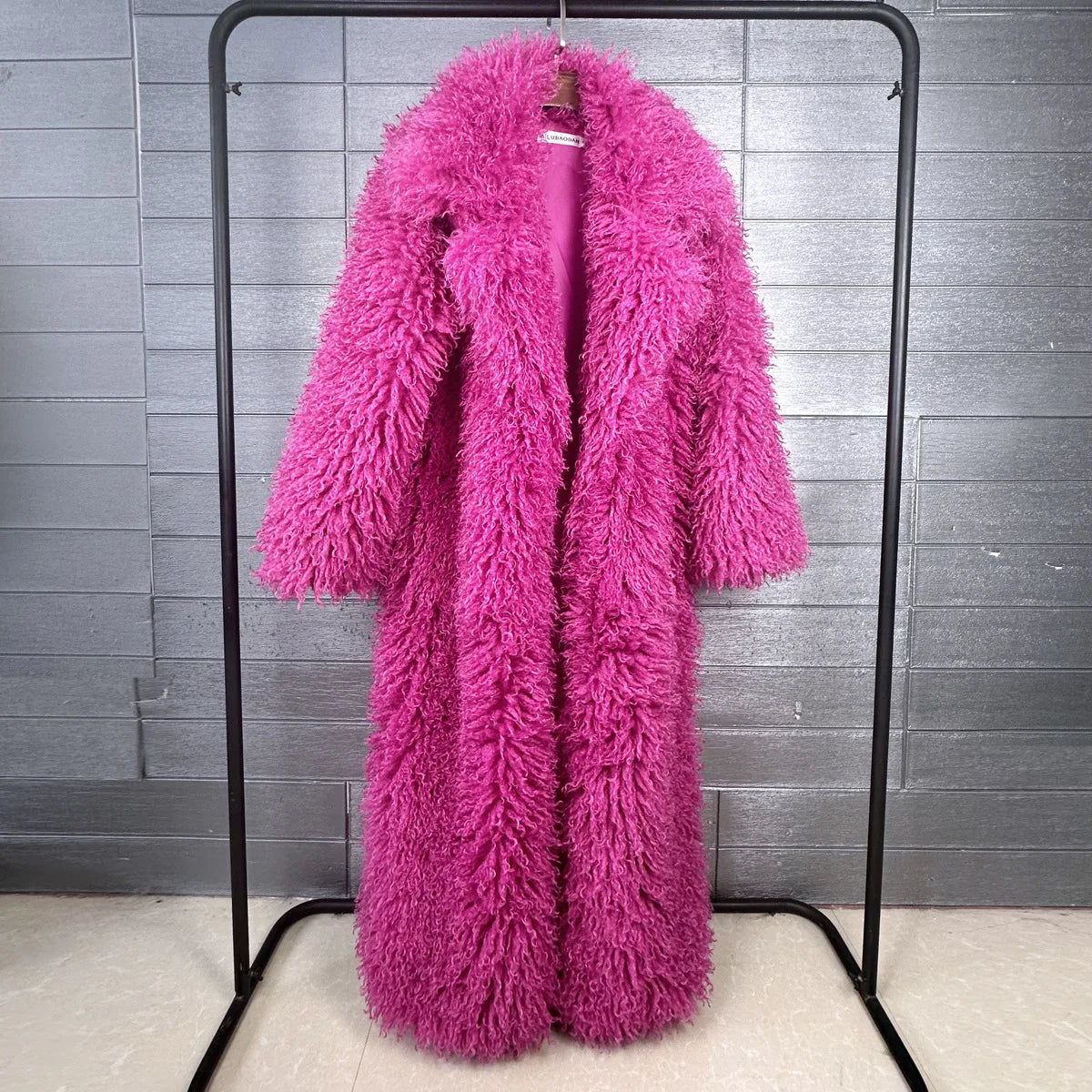Faux Fur Coat – Long Overcoat – Artificial Fur – Rose Pink | KIMLUD