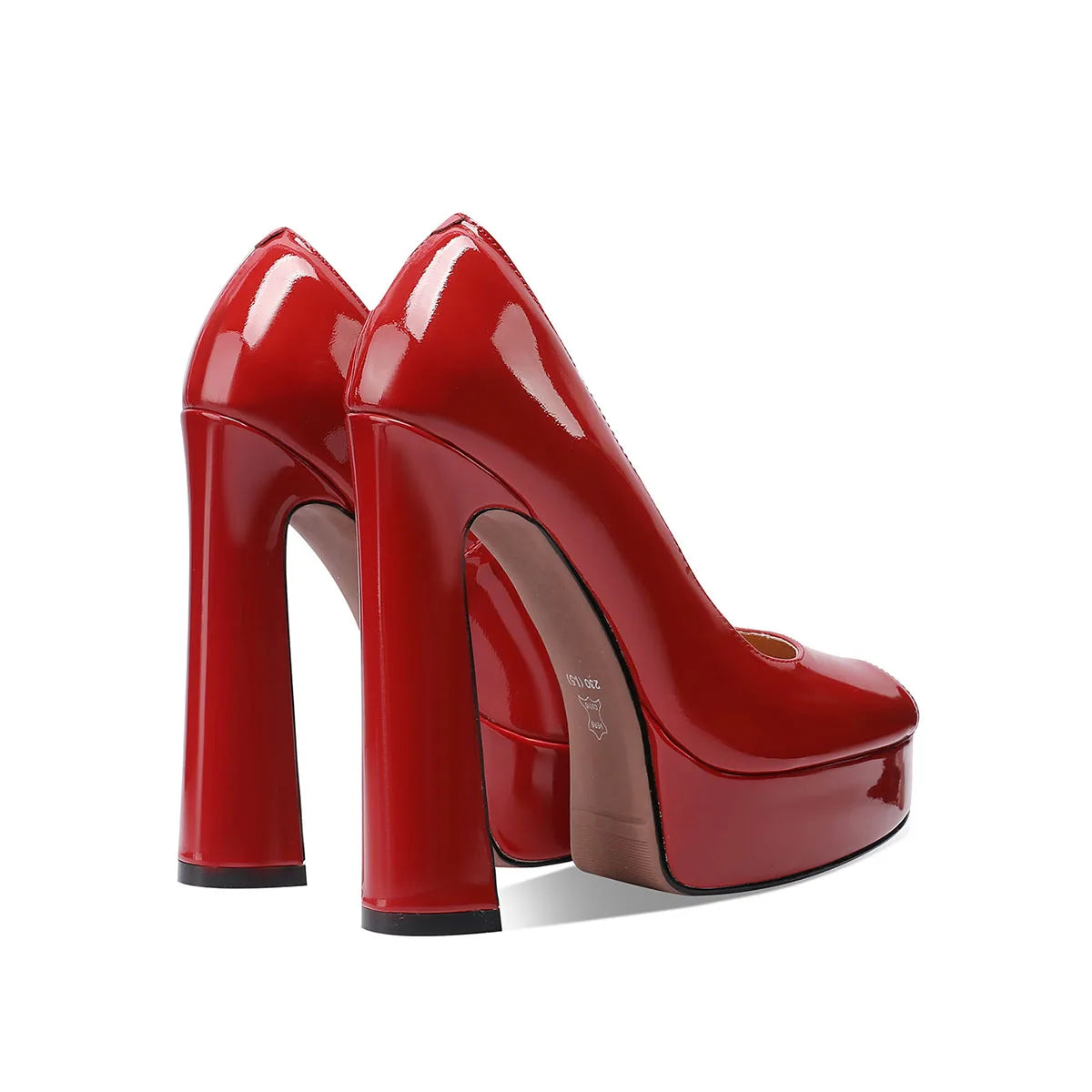 Pumps – Peep Toe Platform – Patent Leather – Round Toe | KIMLUD