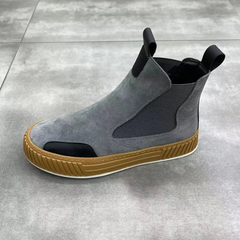 High Top Sneaker Men Winter Plush Snow Boot Fashion Casual Nubuck/Microfiber Leather Upper Height Increased Platform Board Shoes