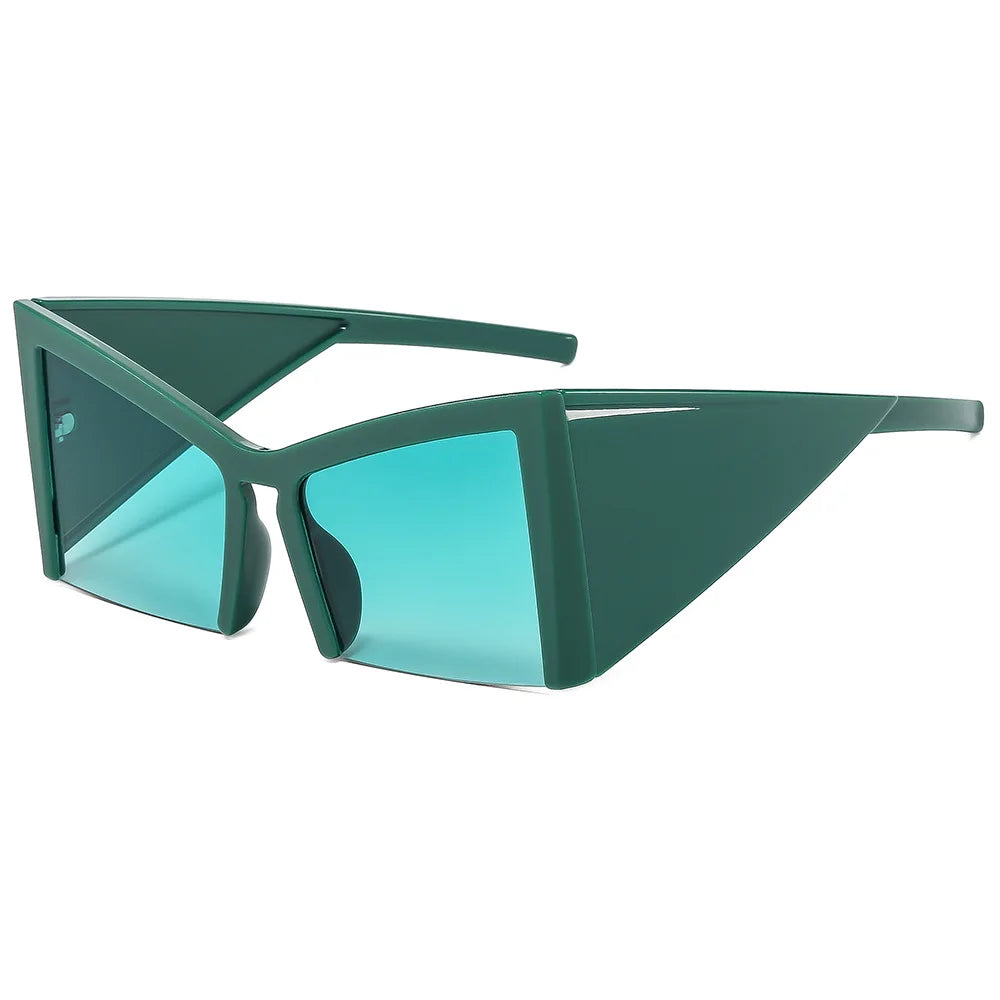 Half-Frame Sunglasses Polycarbonate — Black | KIMLUD