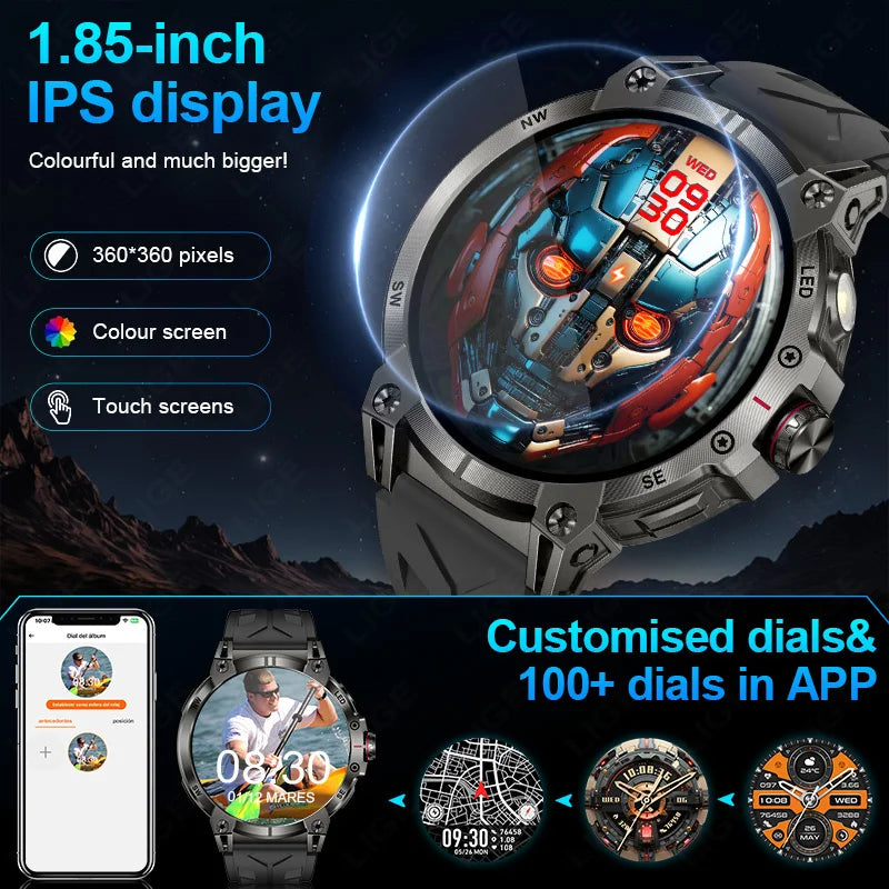 Xiaomi Military Smart Watch Men 760mAh Large Battery LED Flashlight Compass Smartwatch Heart Rate Waterproof Call Smartwatches
