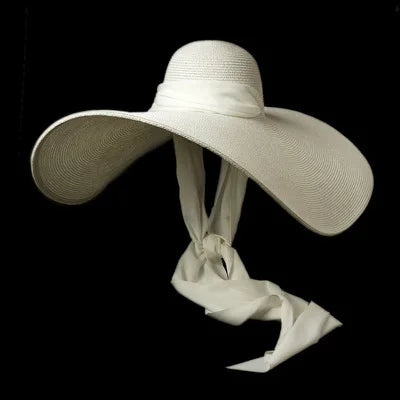 Hat Oversized Wide Brim Raffia Natural Beach Vacation Style | KIMLUD