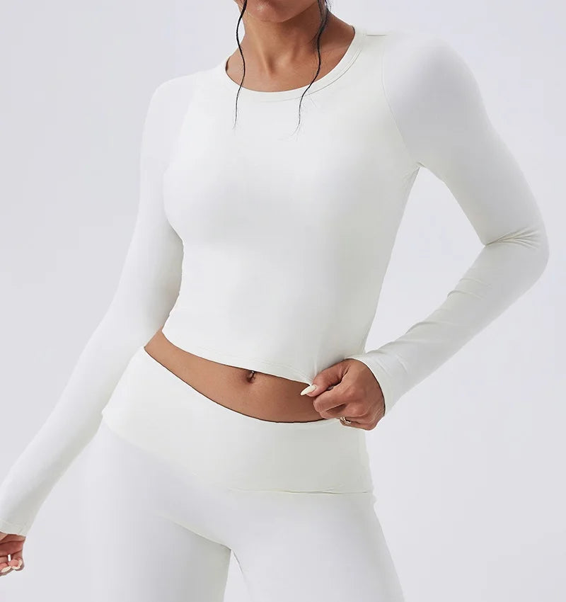 Cloud Hide Yoga Shirt Sexy Back Long Sleeve — Gray | KIMLUD