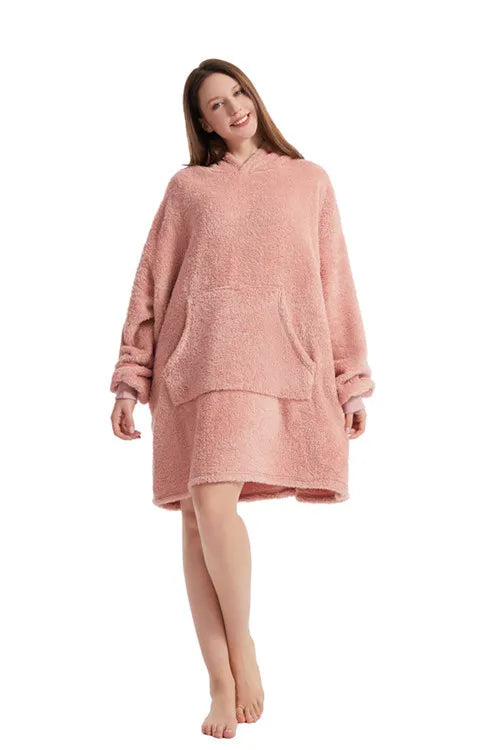 Hoodie Pajama Set – Long Sleeves With Pockets – Velvet | KIMLUD