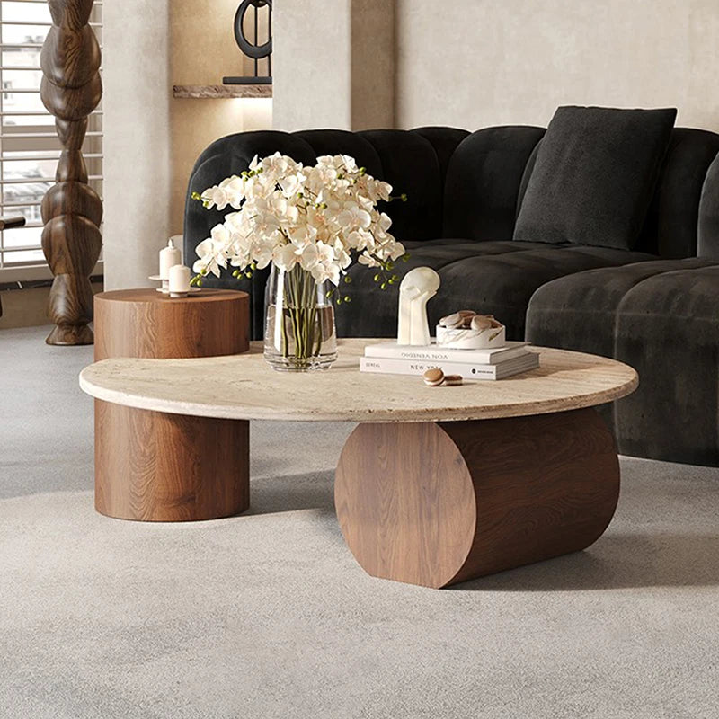 Antique Wood Coffee Table Designer Minimalist Aesthetic — Ivory | KIMLUD