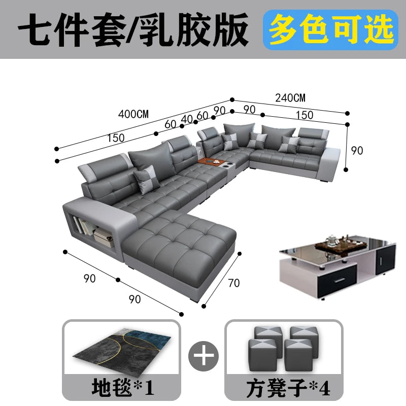 Latex Nano Three-Proof Fabric Sofa Modern Living Room — Slate Grey | KIMLUD