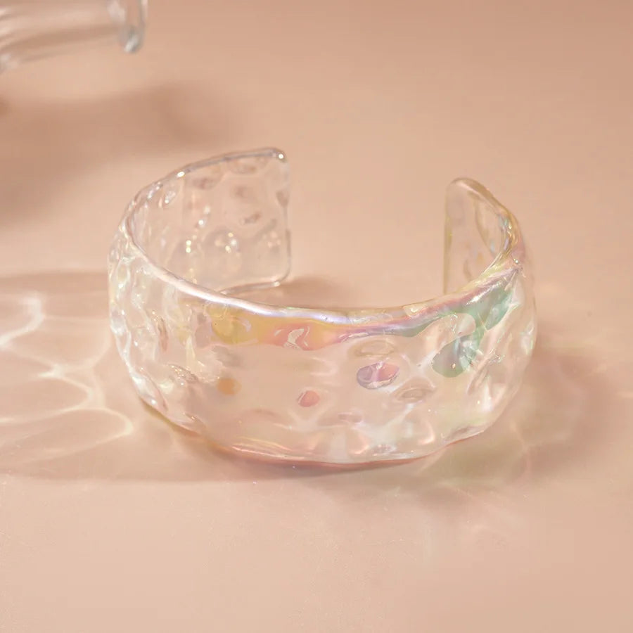 Bohemia Transparent Colorful Acrylic Opening Bangle for Women Irregular Large Wide Cuff Bracelet  New Trend Couple Jewelry F