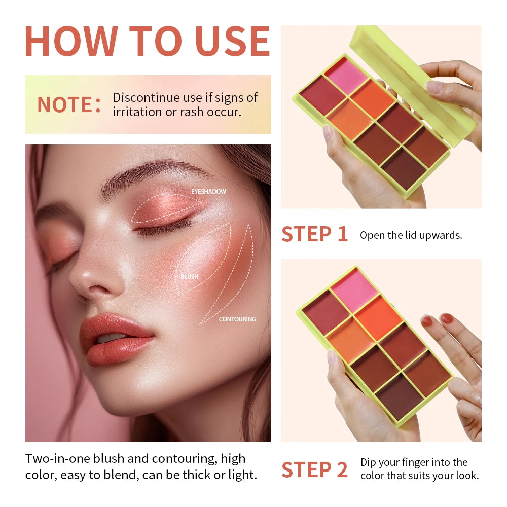 Curve Case Cream Eyebrow Cream Blush Highlighter Palette Matte Shimmer Finishes Shadow Tones Long-Lasting Cosmetics