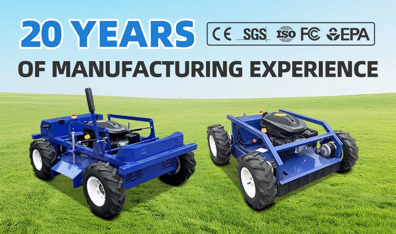 Powder-Coated Steel Robot Lawn Mower Remote-Controlled — Blue | KIMLUD