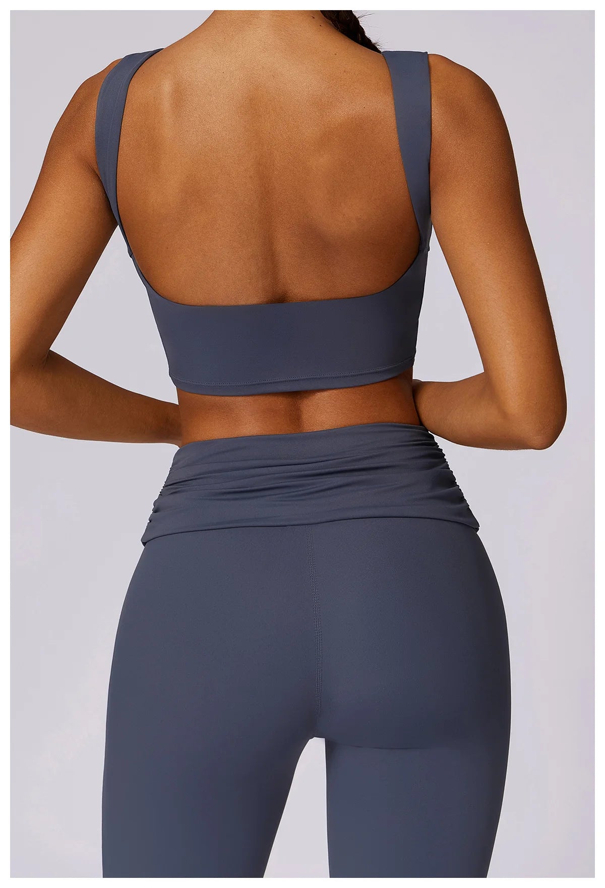 Nylon-Spandex Sports Bra Backless Push Up — Slate Blue | KIMLUD