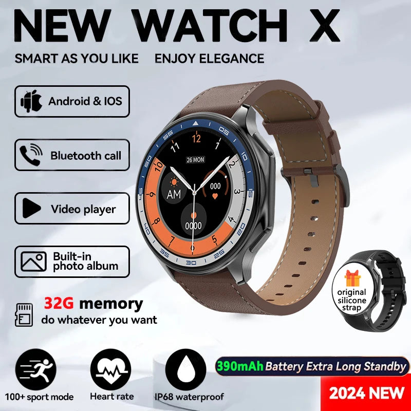 KIMLUD, 2025 New For Man DT Watch X Smart Watch Men 32GB Memory AMOLED HD Screen Bluetooth Call NFC Heart rate waterproof SmartWatch, Black belt / OPPO WATCH X, KIMLUD APPAREL - Womens Clothes