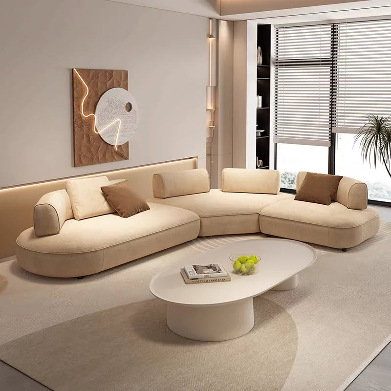 Italian Luxurious Living Room Modular Sofa Set with High-end Villa Quality Velvet Design Curved Sofa