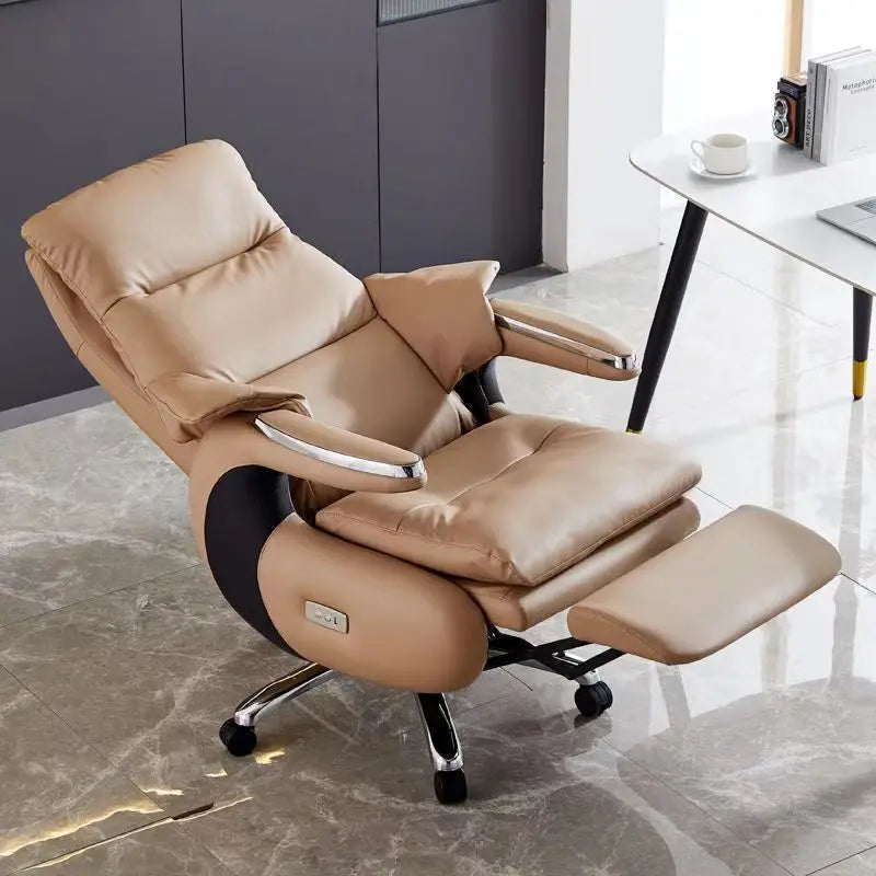 Leather Office Chair High-Back Executive — Black | KIMLUD