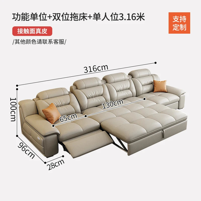 Multifunctional Designer Sofa Bed With Storage System For Spacious Living — Ivory-Beige | KIMLUD