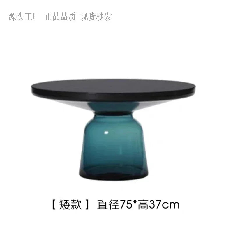 Nordic Creative Glass Round Coffee Table Combination Living Room Reception Side Table Transparent Light Luxury Coffee Tables