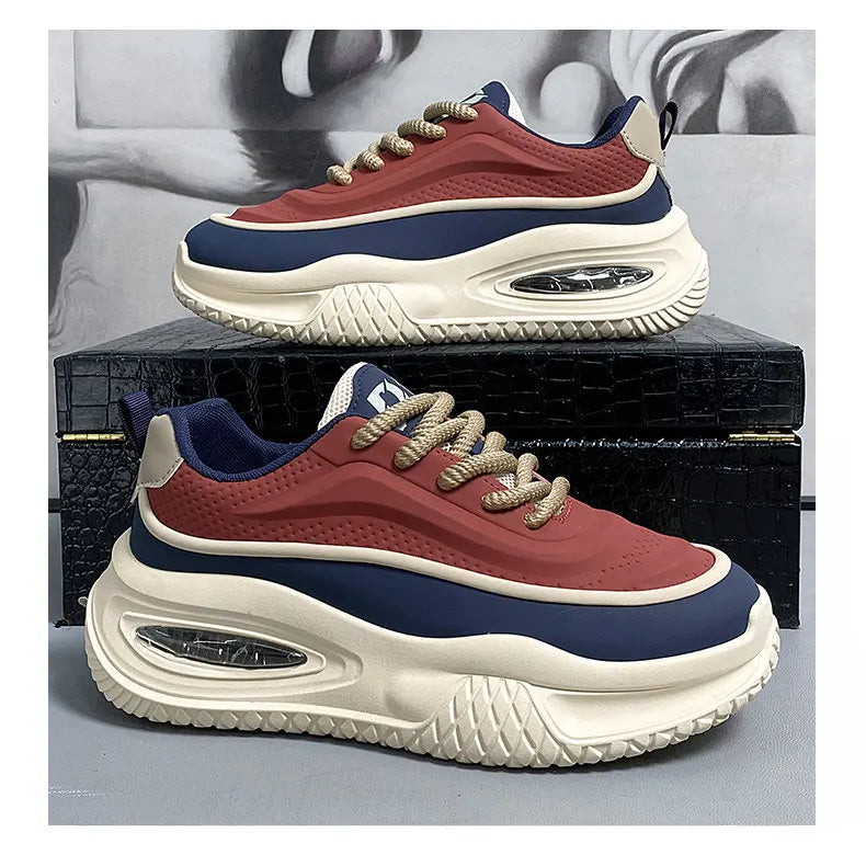 Artificial Leather Skate Shoes Thick-Soled For All-Day Comfort And Outdoor Use — Black | KIMLUD