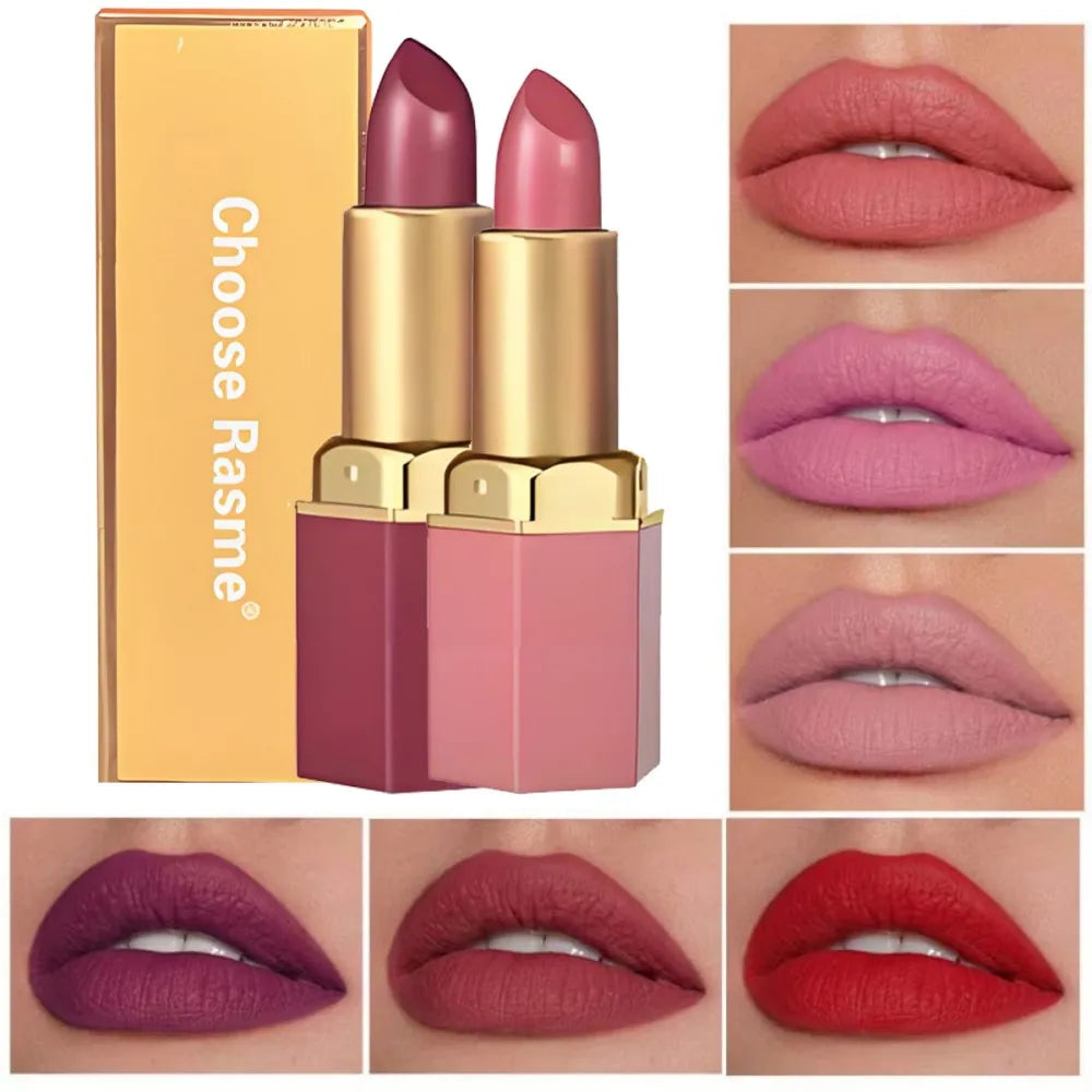 Matte Lipstick Set Six-Color Long-Lasting Velvet Finish — Multicolor | KIMLUD