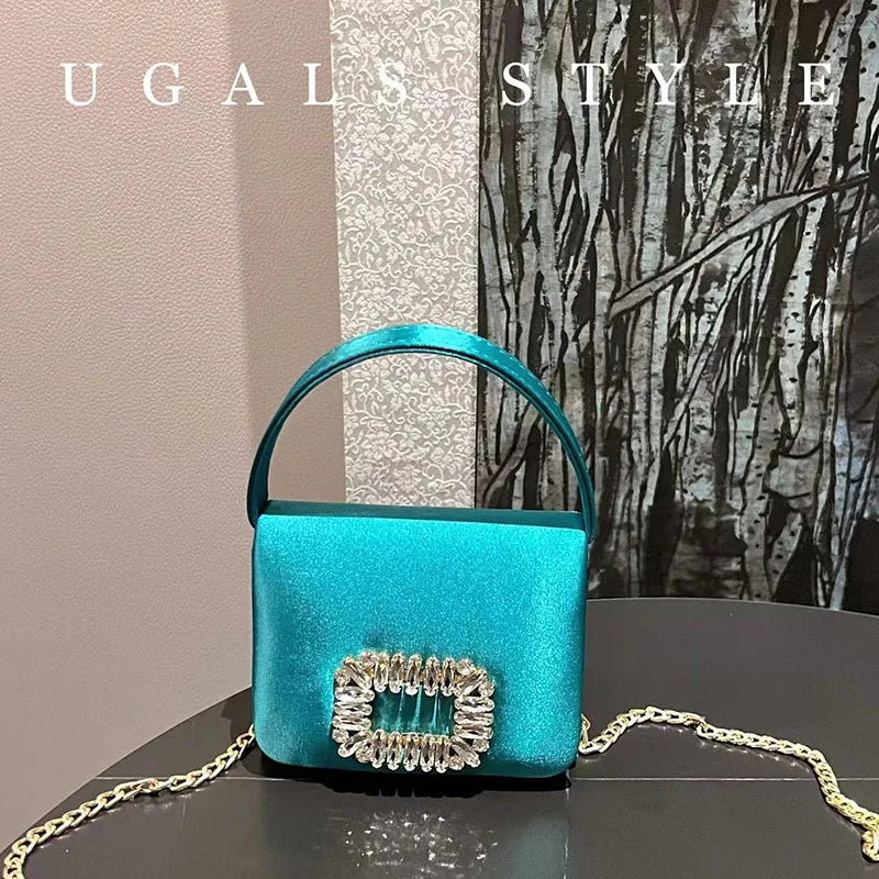 Crystal-Embellished Satin Evening Bag Tassel — Crystal | KIMLUD