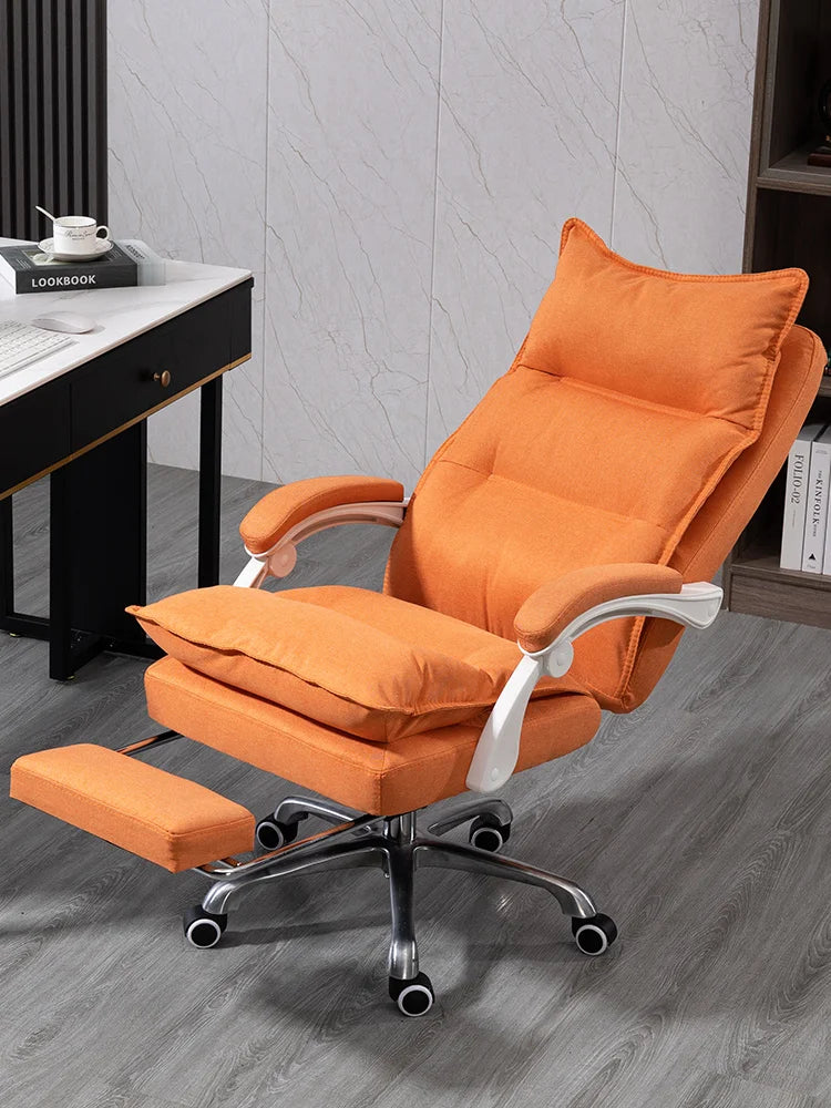 Linen Upholstered Executive Chair With 360 Degree Swivel And Lockable Wheels — Black | KIMLUD