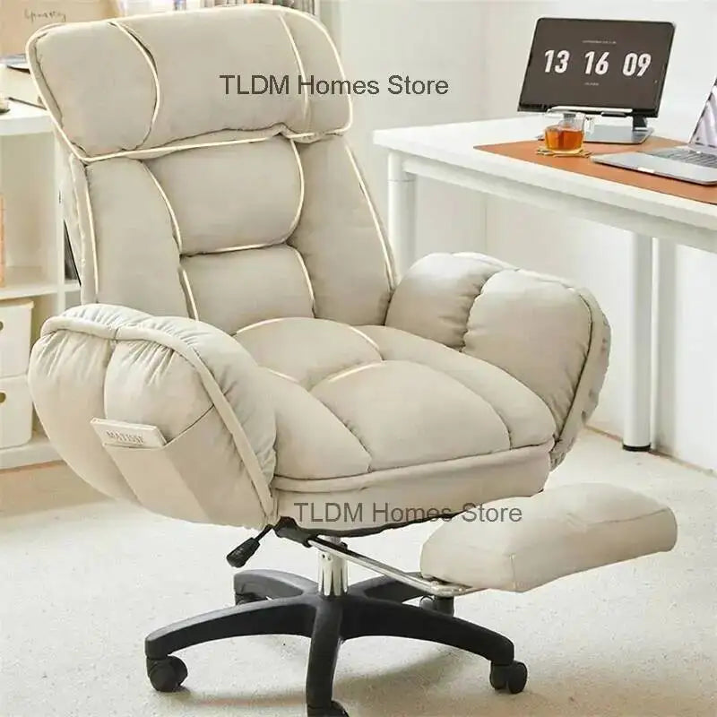 Faux Leather Gamer Chair Lift Recliner — Pale Ivory | KIMLUD