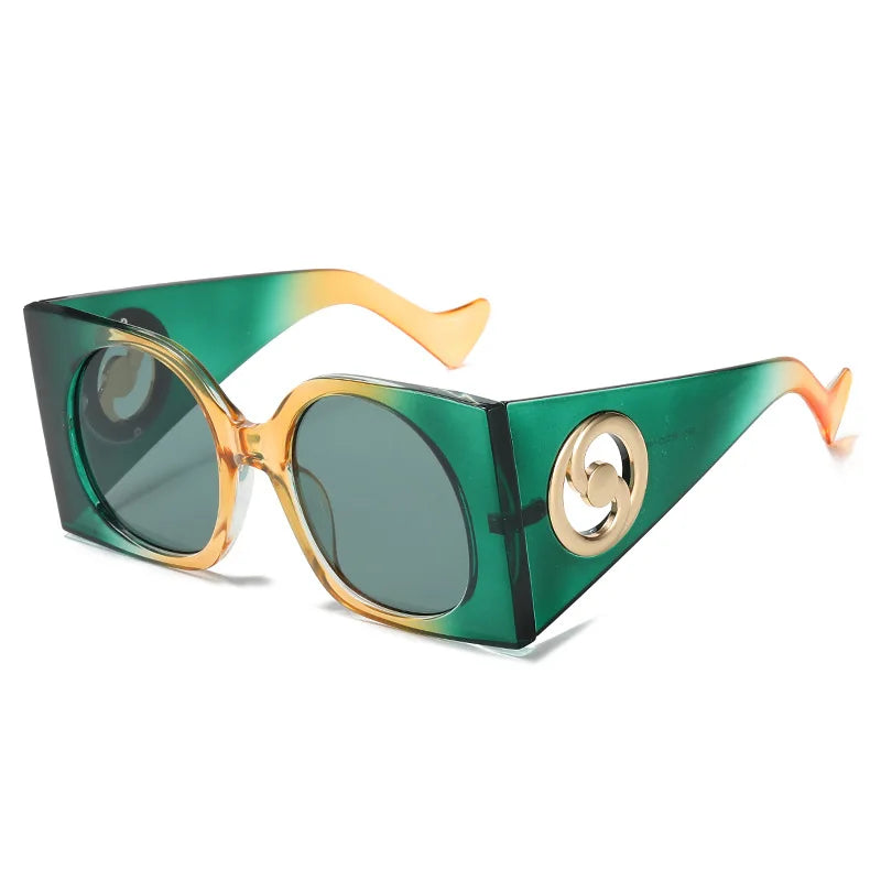 Polycarbonate Square Sunglasses — Green Amber | KIMLUD