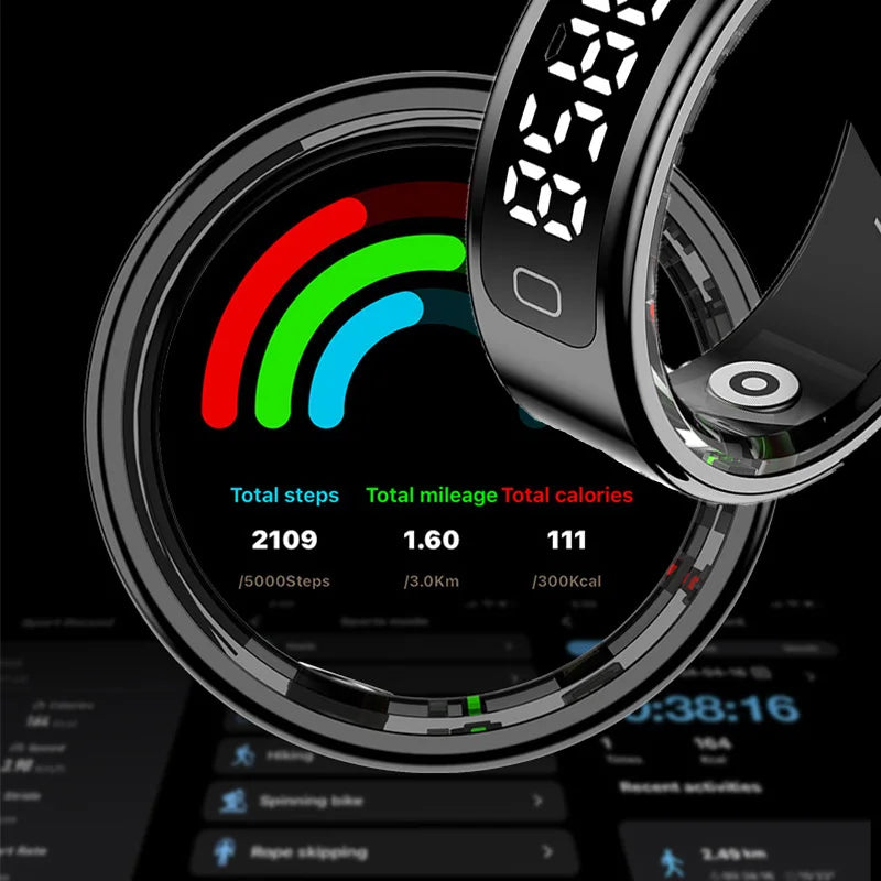 R11C Smart Ring Men Women Display Screen Gesture Swipe Video Smartring Waterproof Heart Rate Sleep Monitor Qring for Android IOS