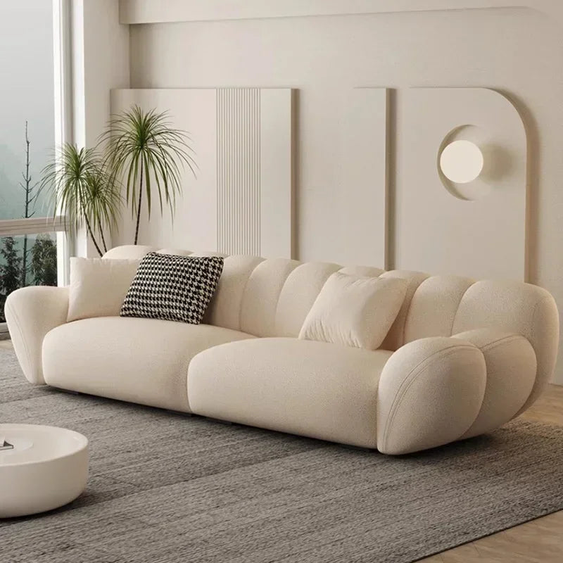 Velvet Sofa Set Nordic Minimal Relaxed — Creamy White | KIMLUD