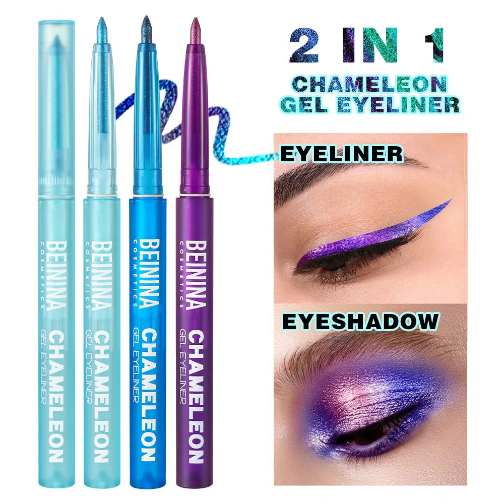 Metallic Chameleon Eyeliner Gel Pen Glitter Multicolor Effect Waterproof Quick Dry — Blue | KIMLUD