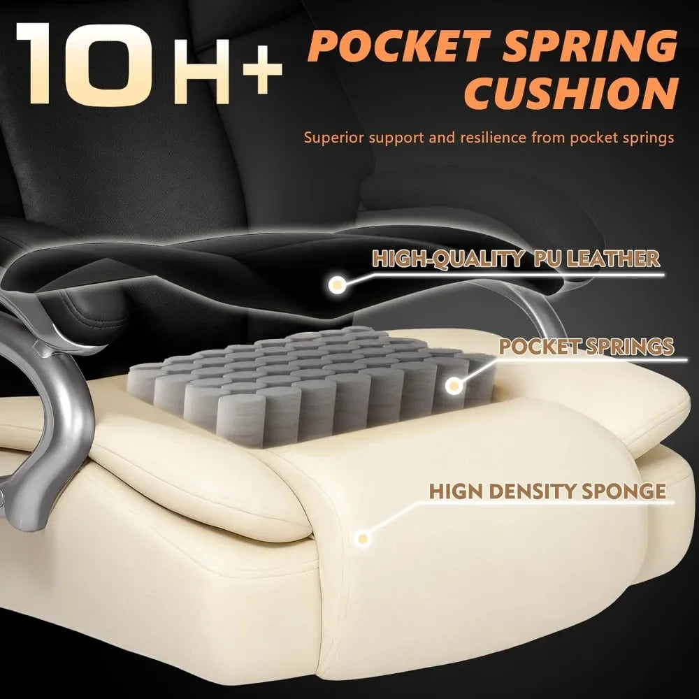 KIMLUD, 500lbs Heavy Duty Big And Tall Office Chair Dual Rubber Wheel Executive Desk Chair for Low Back Pain Relief, KIMLUD Womens Clothes