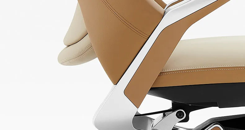 Leather Ergonomic Office Chair Solid — Ivory | KIMLUD