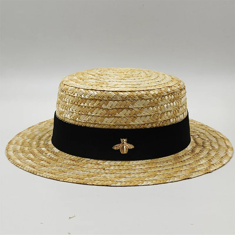 Elegant Straw Sun Hat With Ribbon — Natural | KIMLUD