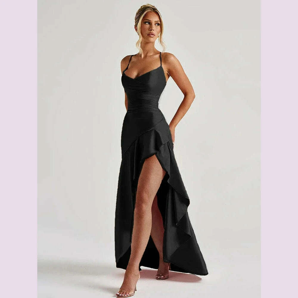 vc-elegant-black-satin-maxi-dress-with-crisscross-spaghetti-straps-and-high-slit-ruffled-hem-for-high---profile-occasionskimlud-womens-fashion-34601308