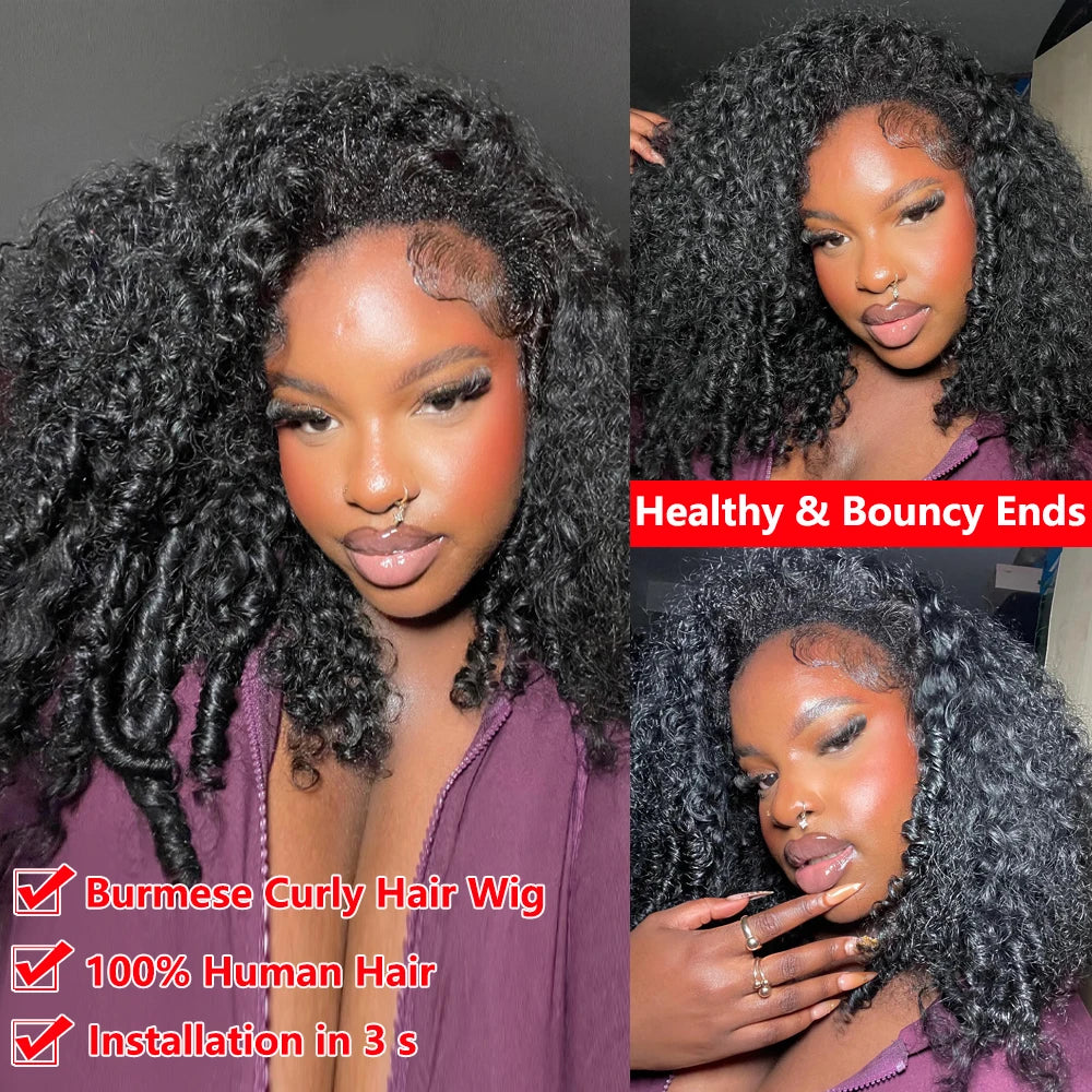 Half Wig - Glueless Burmese Curly - Remy Human Hair - 26 Inch | KIMLUD