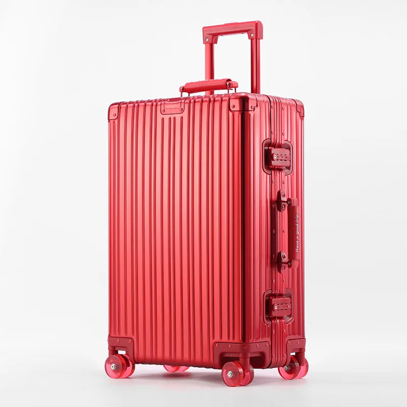 Women Men 2025 New Aluminum Suitcase 20"inch Carry on Rolling Luggage 29inch Trolley Case With Wheels