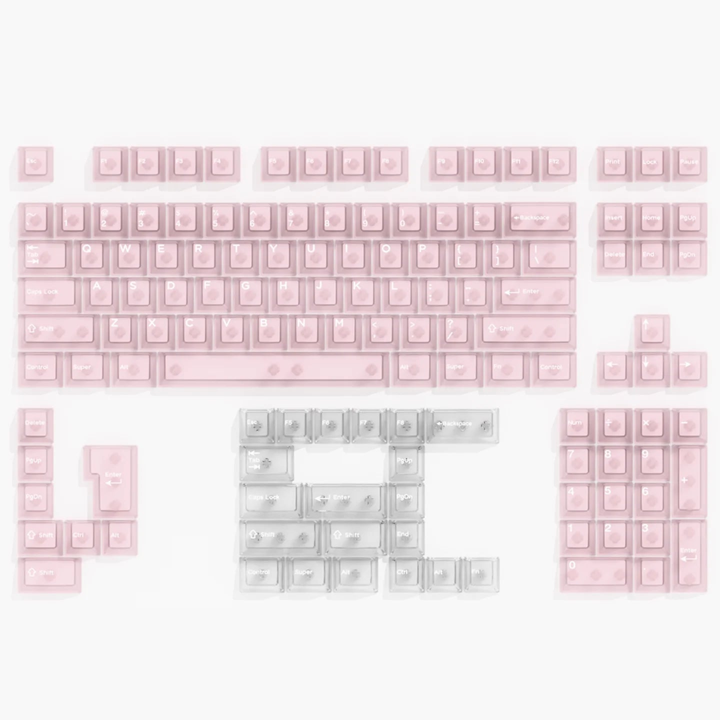 Multicolor Transparent PC Keycaps Cherry profile Shine Through Keycap Sets With Numberpad Key Cap for MX Mechanical Keyboard