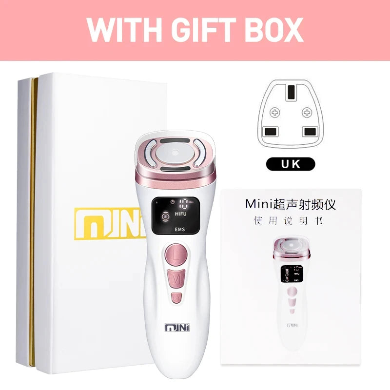 New Mini HIFU Ultrasonic Machine EMS  Microcorriente Facial Lifting Firming Skin Care Anti Wrinkle Massager