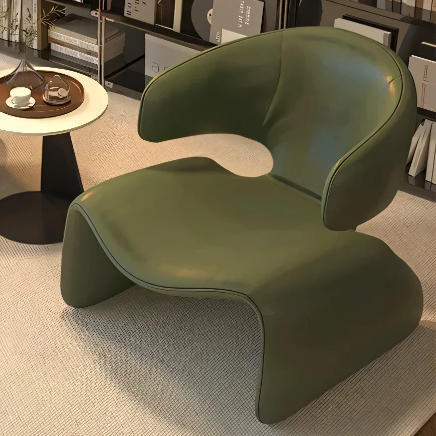 Faux Leather Chair Modern Nordic Ergonomic Backrest — Ivory | KIMLUD