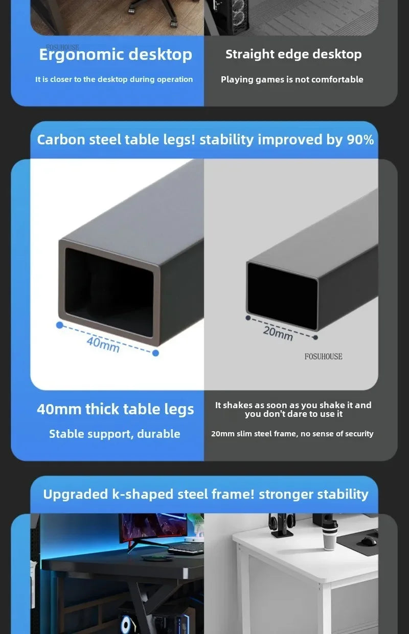 L-Shaped Double Computer Desk Home Office — Black | KIMLUD
